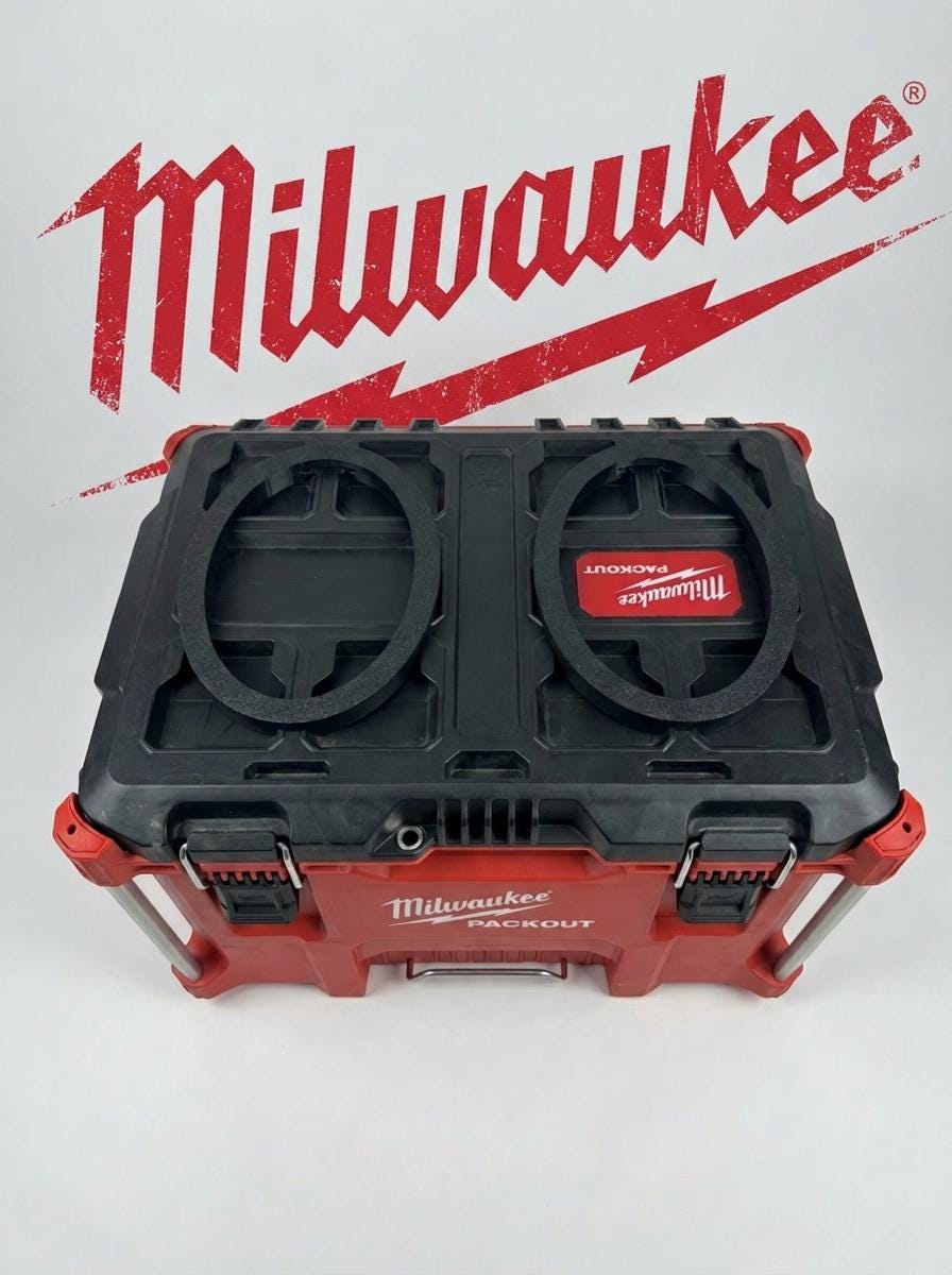 Dual 6x9 speaker spacers for a Milwaukee Packout box, 3D printed PETG
