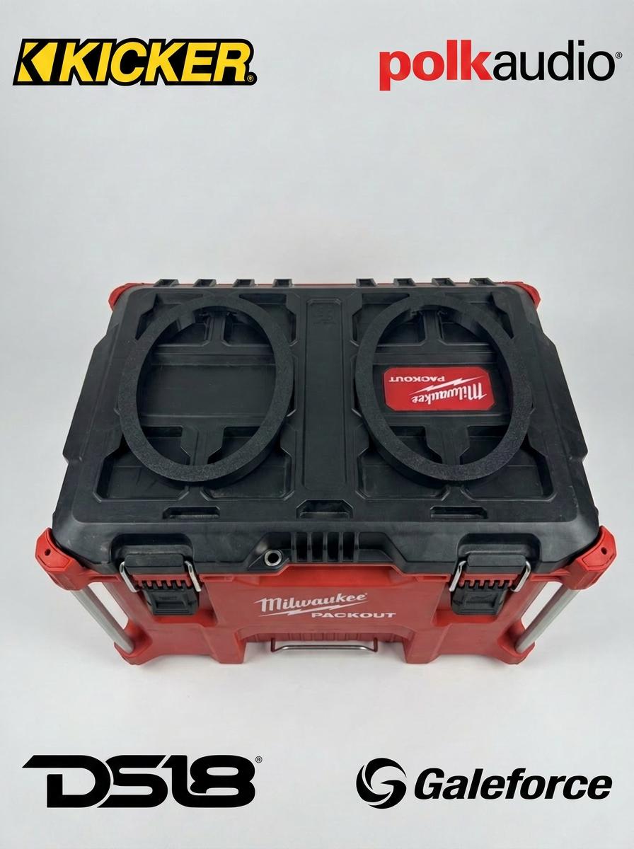 Dual 6x9 speaker spacers for a Milwaukee Packout box, 3D printed PETG