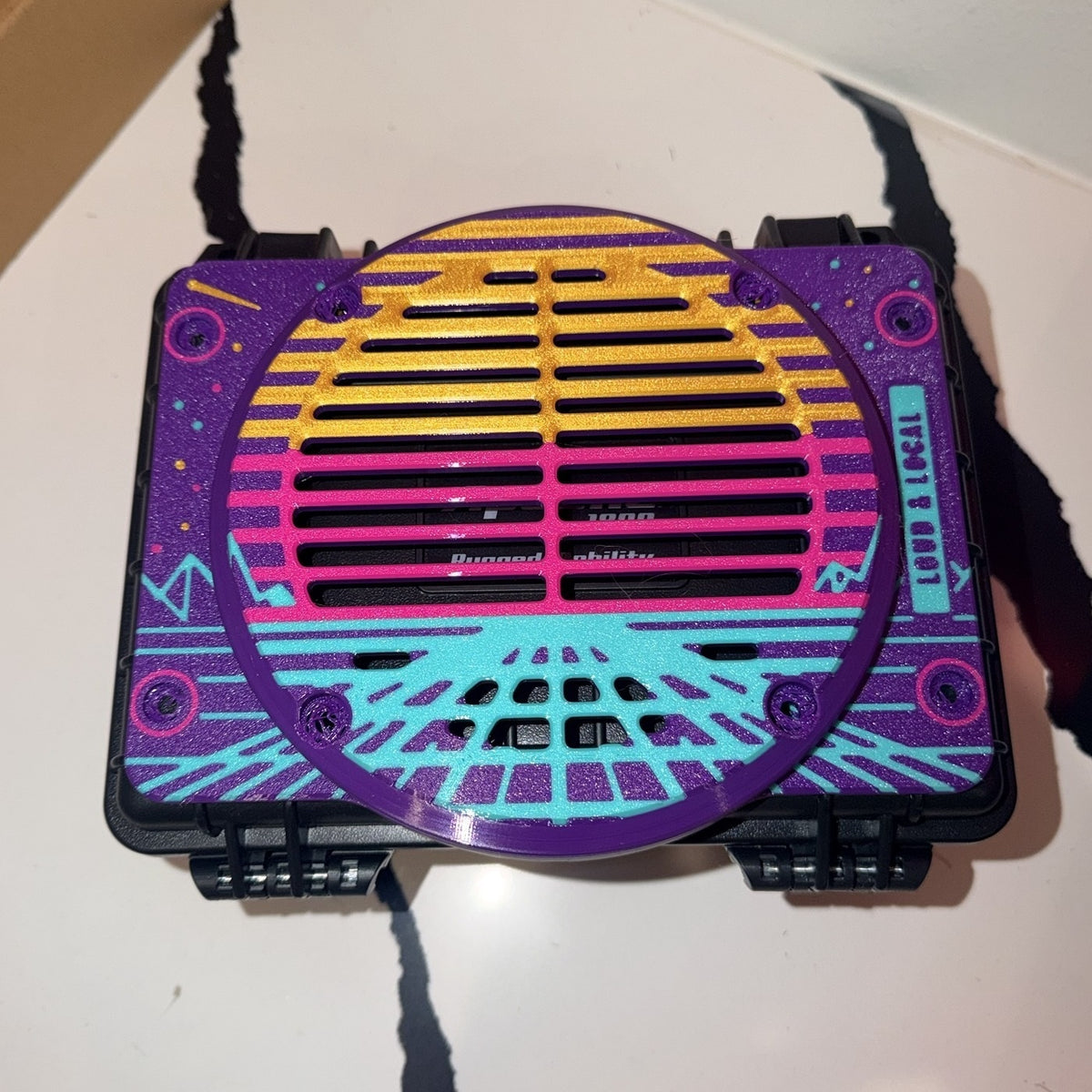 Printed Night Drive plate and grill, angled view