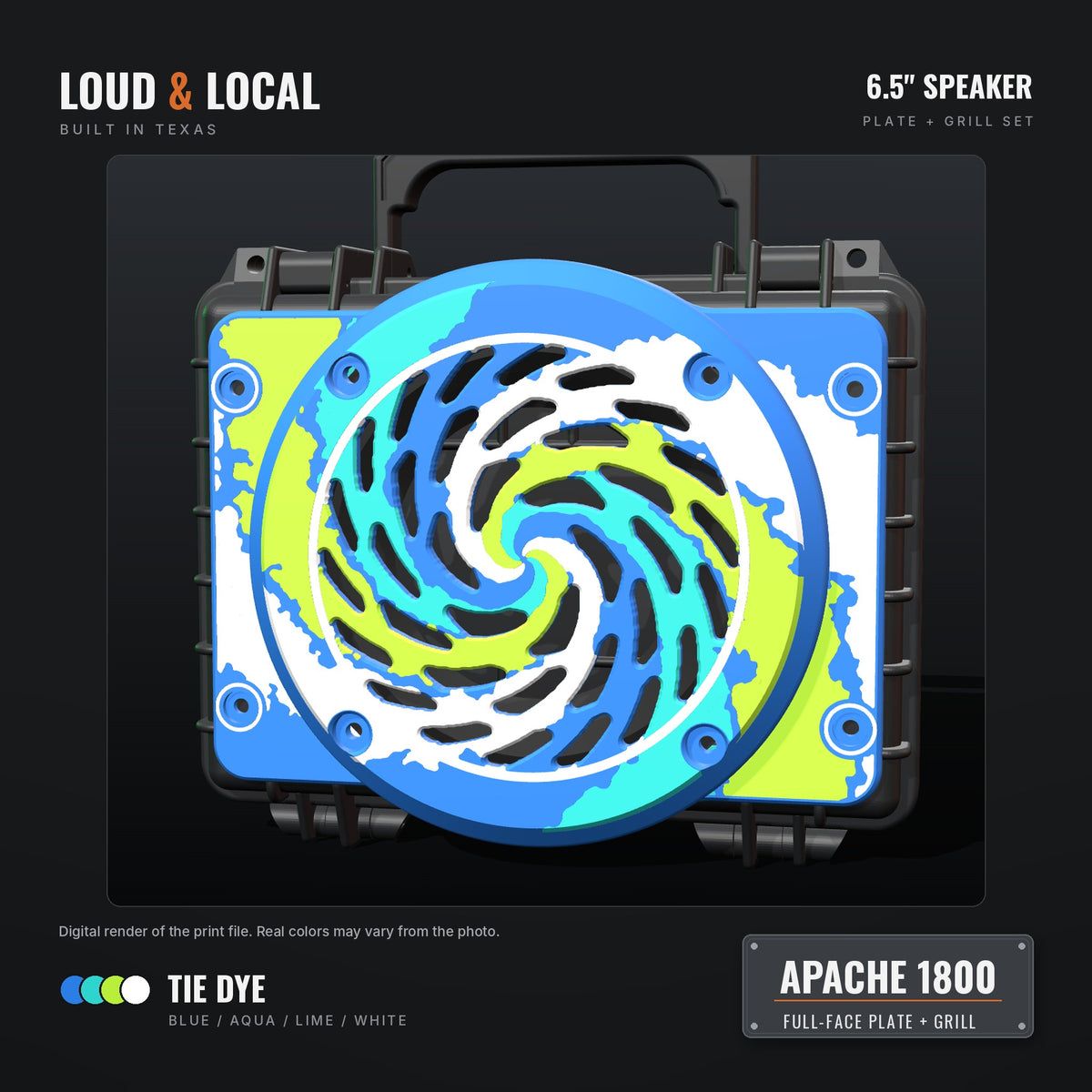 Tie Dye Apache 1800 full-face plate and 6.5 grill