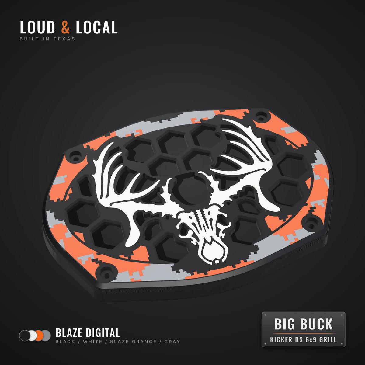 Blaze Digital Big Buck speaker grill for Kicker DS 6x9 (black, white, blaze orange, gray)