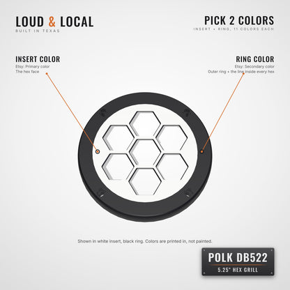 How the two colors work: insert color is the hex face, ring color is the outer ring